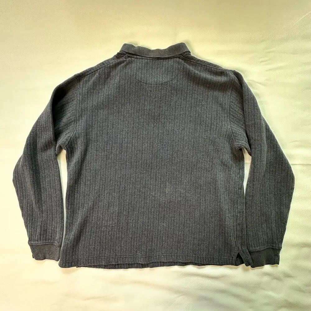 Pierre Cardin Ribbed Polo Long Sleeve M Striped Classic Casual Fall Winter
